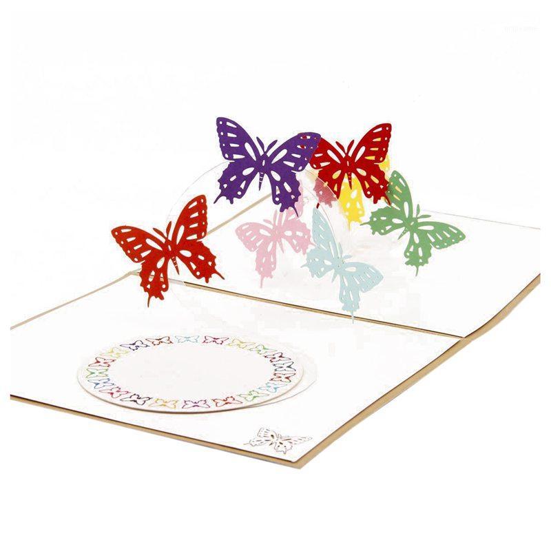 

Butterfly Dances 3D up Greeting Card Postcard Matching Envelope Laser-Cut Handmade Happy New Year Birthday Post Card Spring1