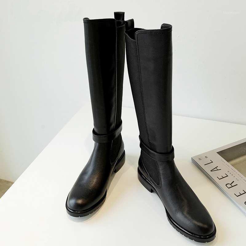 

riding boots women's new winter shoes cow leather classic belt buckle riding boots keep warm knight mujer1, Black