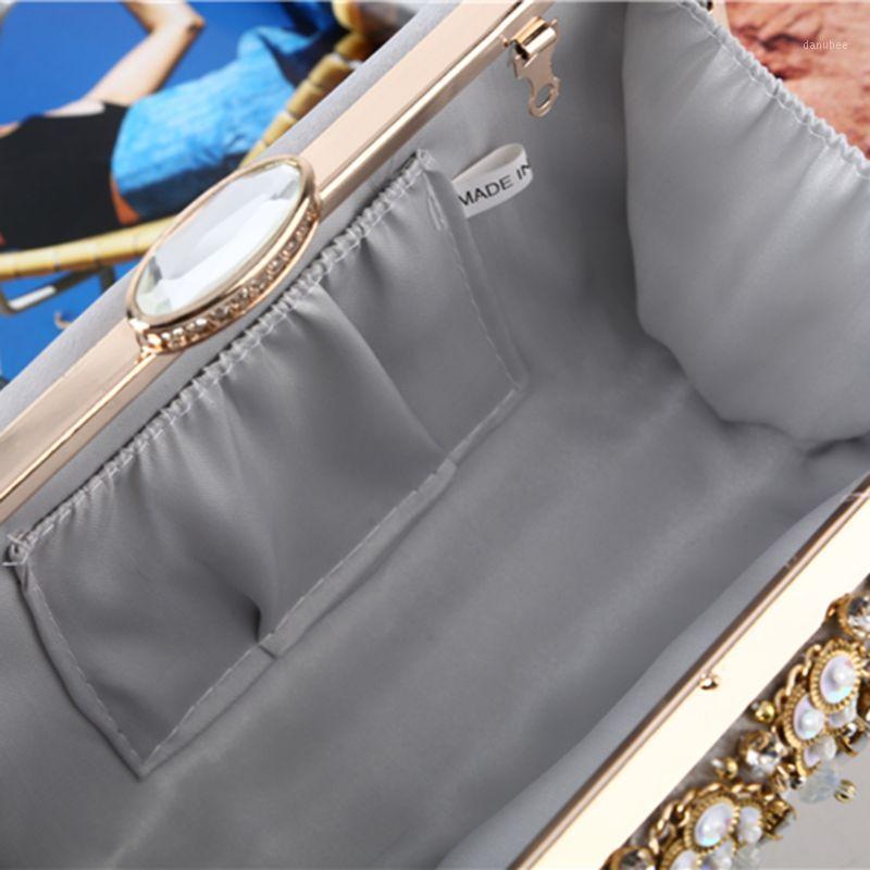 

Women Vintage Evening Shoulder Bag Bridal Clutch Party Prom Wedding Beaded Handbag 28GD1, As pic