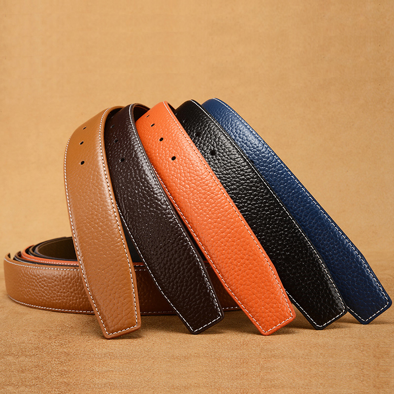 

2021 Fashion Men Business Belts Ceinture Smooth Gold Silver Buckle Genuine Leather Belt For Women girdle With Box, Orange
