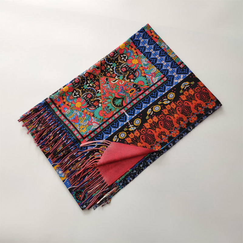 

2020 fingerprint warmer female scarf winter cashmere pashmina women's thick shawl covers foulard bandana scarves