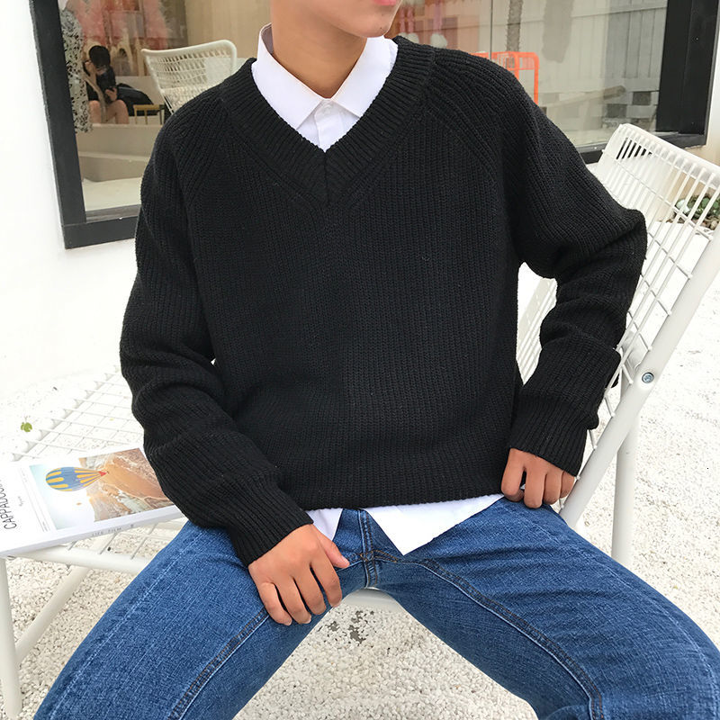 

New Men's 2021 Jersey Spring Thin Fall Versatile Long Sleeve V-neck Male Fashion Wear RD0R, Blue