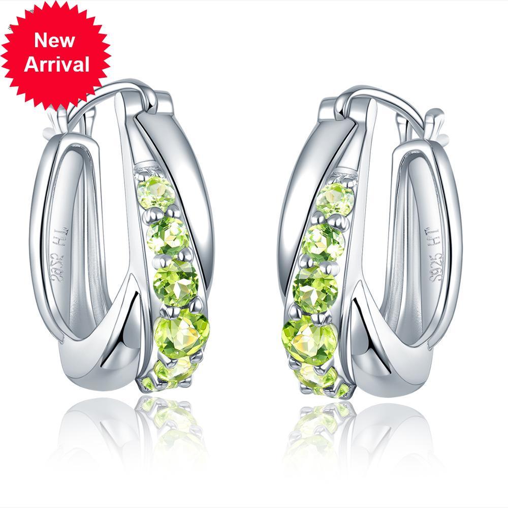 

Hutang 925 clipe prata brincos mulher natural pedra verde peridot fino elegante jias classical para o presente de natal novo