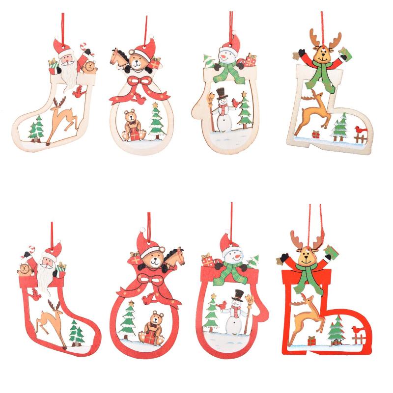 

1Pc 11x7cm Santa Claus Elk Snowman Bear Wooden Pendant Christmas Tree Ornament Decoration DIY Kids Toys Wood Craft Hanging Gifts