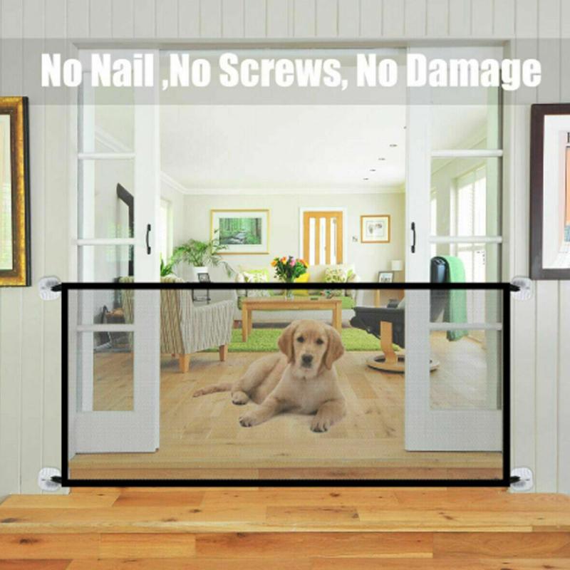 

Guard Cat Stair With Hook Mesh Insulated Durable Enclosure Portable Dog Fence Set Net Safety Protection Pet Gate Foldable, Beige