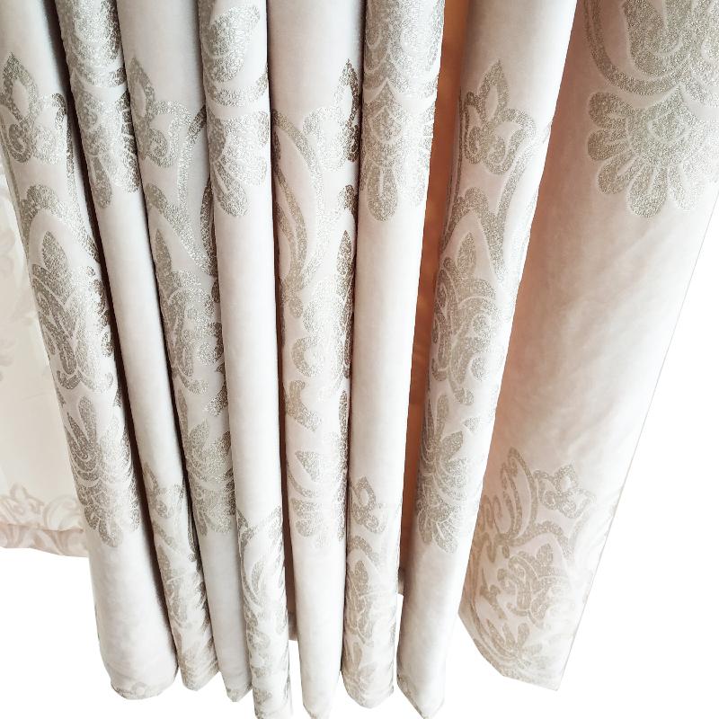

high Gold Stamping Process Europe-style Window Curtains for Bedroom High-grade Drapes Beige curtains for living room dining room, Tulle