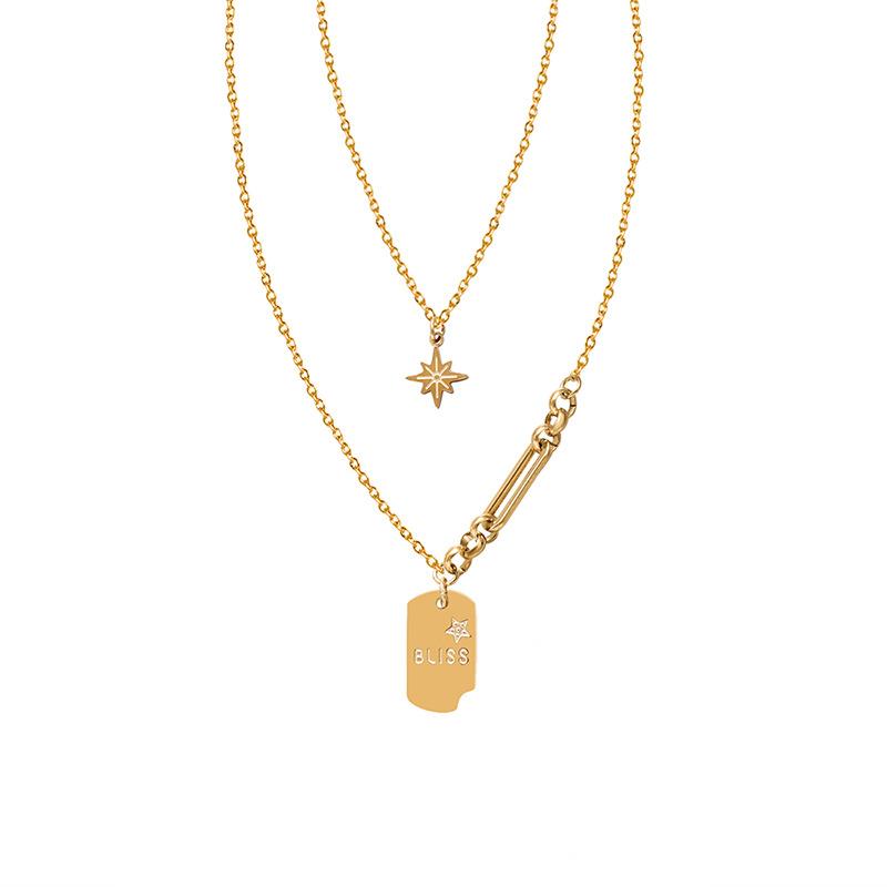 

Pendant Necklaces Favorite Punk Golden Double-deck Necklace Stainless Steel For Women 18k Gold Plated Fashion Jewelry 2022 Teen Girls