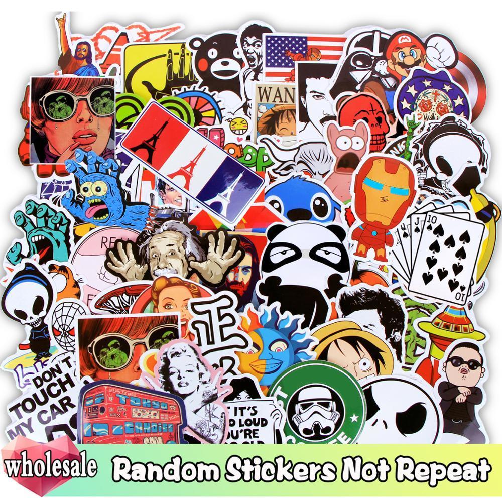 

Wholesale Random Stickers 1000/500/300 Pcs/Lot JDM Cartoon Graffiti Mixed Sticker Not Repeat for Skateboard Luggage Guitar Toy 201026