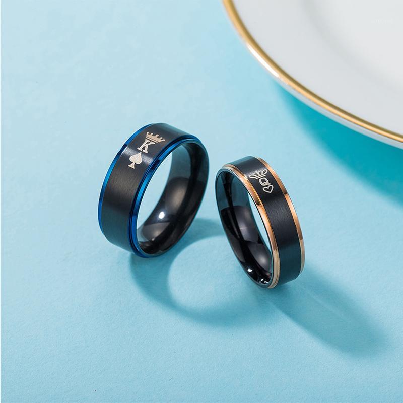 

Wedding Rings Couples Women Stainless Steel Fashion Charm Crown King Queen Lovers Ring Jewelry Simple Gifts For Woman Accessories1
