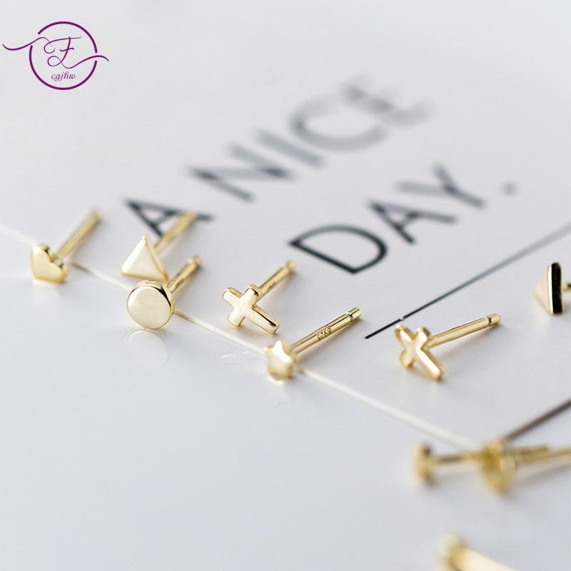

Stud S925 Silver Earrings Female Korean Version Of The Stylish Simple Small Geometric Studs Sweet Fresh Fashion Gift