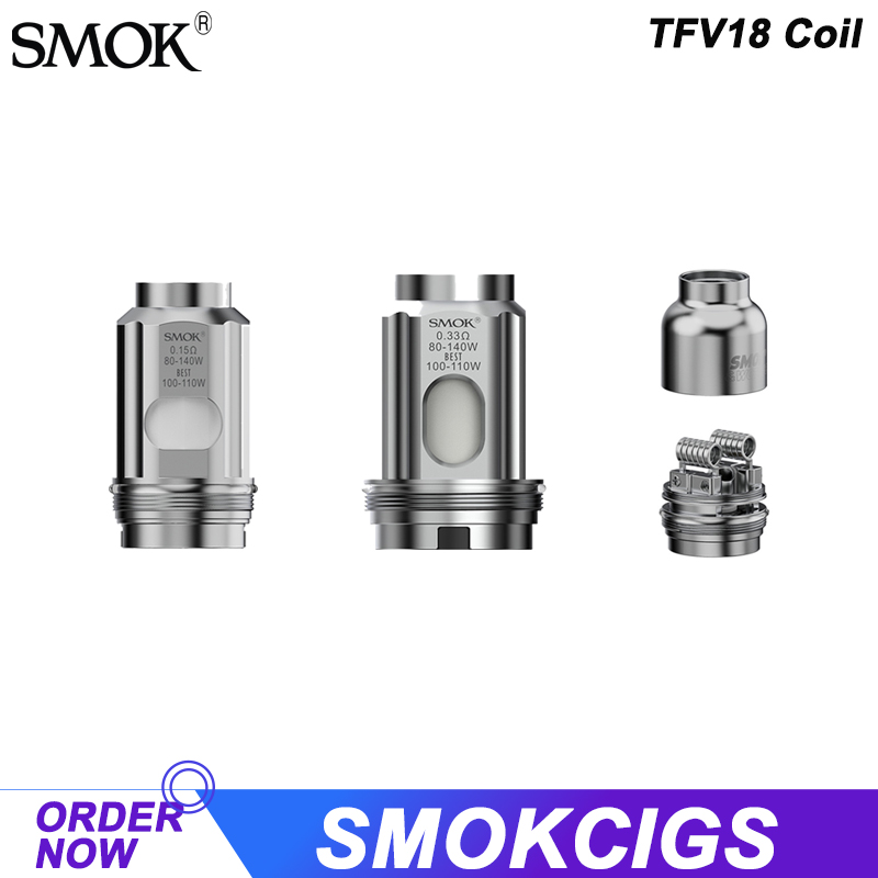 

SMOK TFV18 Coil Meshed 0.33ohm & Dual Mesh 0.15ohm TFV18 RBA Coil Head Vaporizer For E Cigarette TFV18 Tank Morph 2 Kit