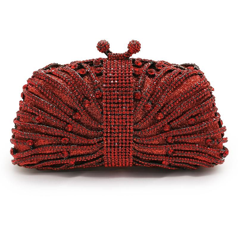 

Evening Crystal Rhinestone Purse Red Wedding Bridal Clutch Bag Fashion Designer Gift To Girls Women Chain Phone Prom Handbag, Gold