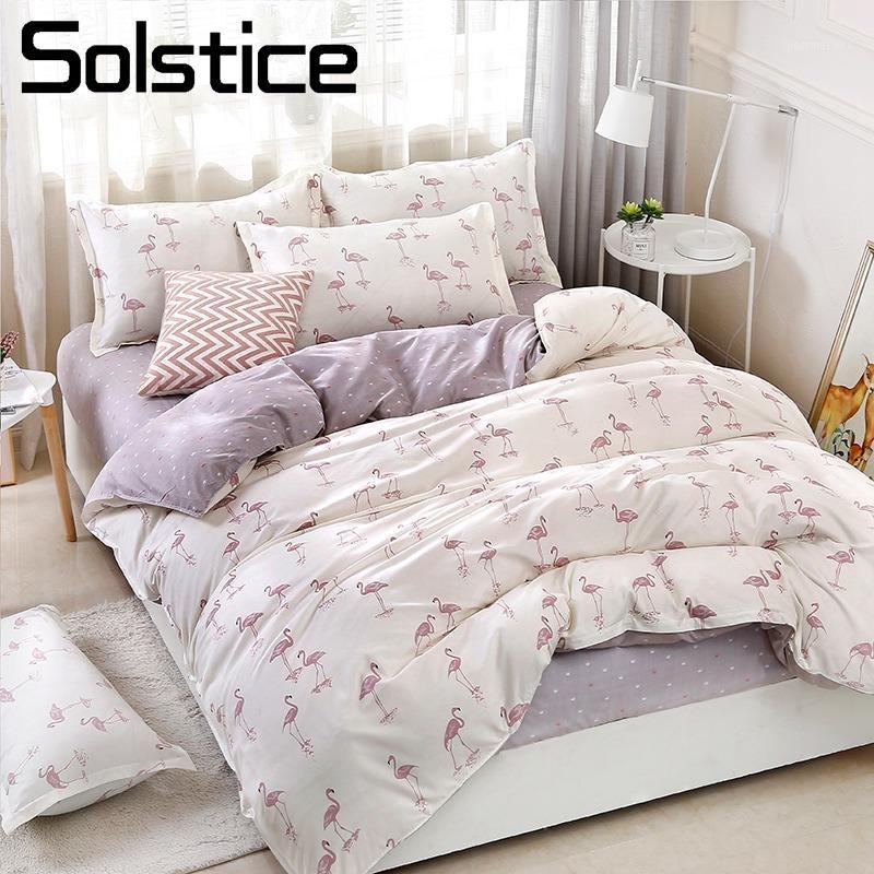 

Solstice Home Textile Duvet Cover Flat Bed Sheet Pillow Case King Queen Twin Flamingo Light Purple Bedding Linens Set Bedclothes1, 14