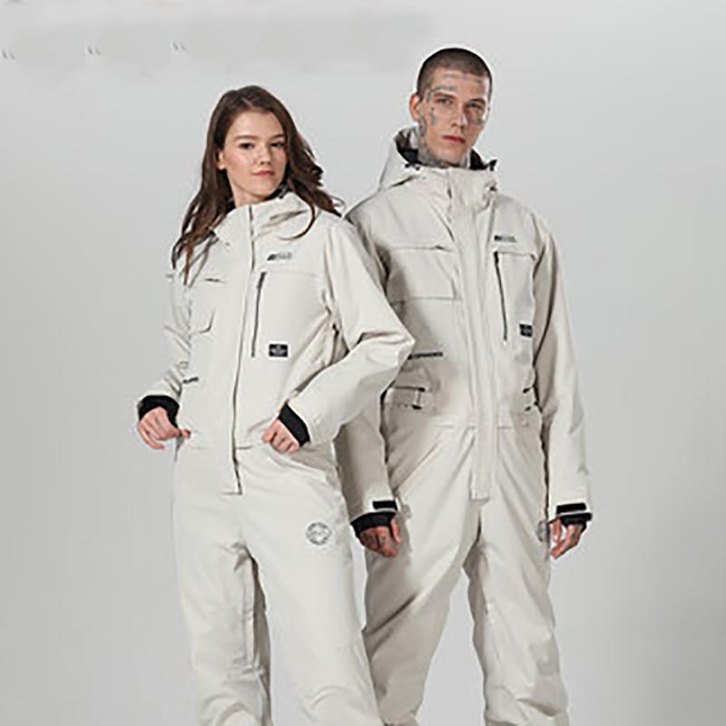

2020 New Waterproof Snowboarding One Piece Skiing Jumpsuit Snowboard -30 Degrees Snow Ski Suit Winter Clothing Coverall, White