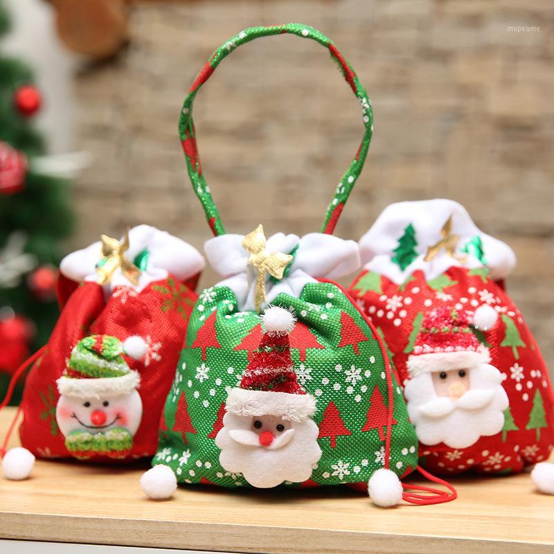 

2PCS Christmas Gift Bag Printed Pattern Christmas Gift Back Bag Old Man Handbag1