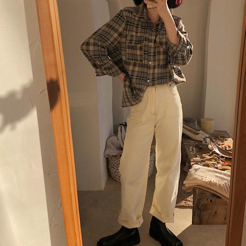 

Shirts Women Plaid Classic Loose All-match Korean Soft High Quality Womens Shirt Vintage New Harajuku BF Daily Casual, Brown