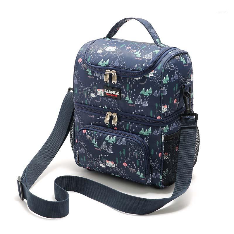 

8.5L double partitions stylish cooler bag thermal picnic lunch box drinks insulated backpacks ice pack insulation cool bag1, Blue