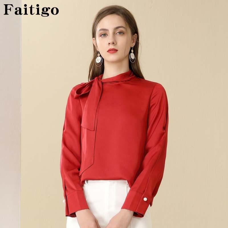

Korean Chiffon Blouse Women Fashion Bow Collar Long Sleeve Plus Size Elegant Office Ladies Shirts Womens Tops And Blouses, Red