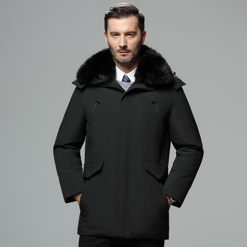 

2020 Men Goose Down Jacket Winter Real Fox Fur Collar Men Down Keep Warm Outdoor Hooded Plus Size 4XL Winter Coats Men Clothes, Gray