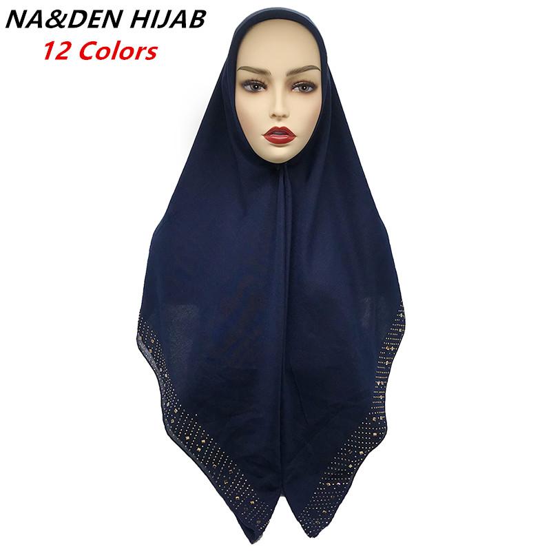 

Scarves Muslim Headscarf Solid Scarf Malaysia Bandana Rhinestone Shawls Foulard Islamic Hijab Square Women 10pcs\lot