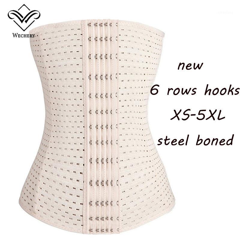 

Wechery Plus Size Corselet Corsets and Bustiers Slimming Steel Boned Underbust Corset Sexy Lingerie Corsage Korsett XS-5XL1, Beige 6 rows hooks