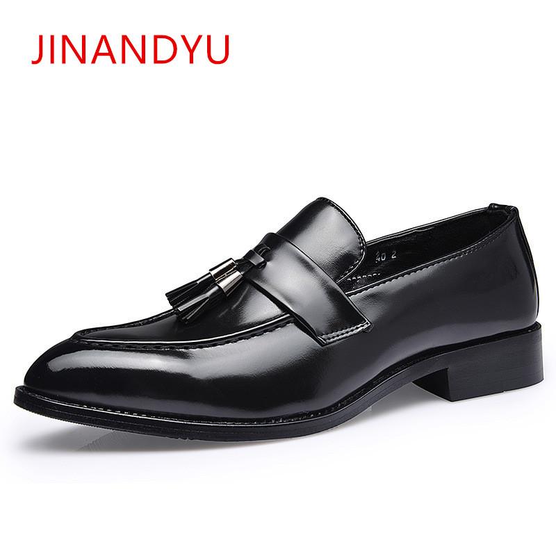 

Men Formal Shoes Leather Loafers Men Pointed Toe Tassel Formal Leather Classic Elegant Party Wedding Shoes Office