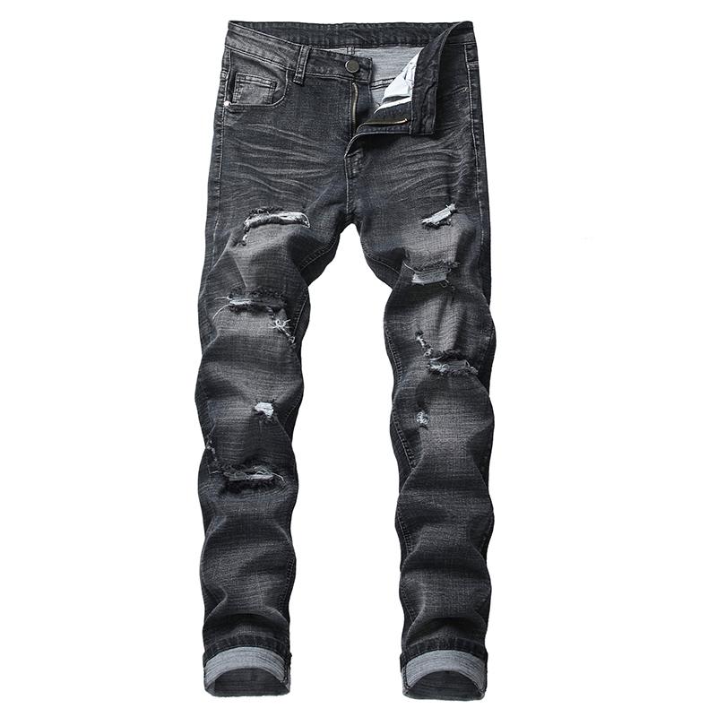 

Black ripped jeans men ripped slim stretch jeans blue