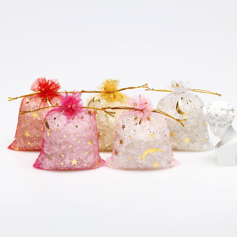 

50pcs Stars & Moon Design Organza Sheer Gauze Jewelry Bags tulle fabric Wedding Gift Bags Sachet OrganzaGift Bag