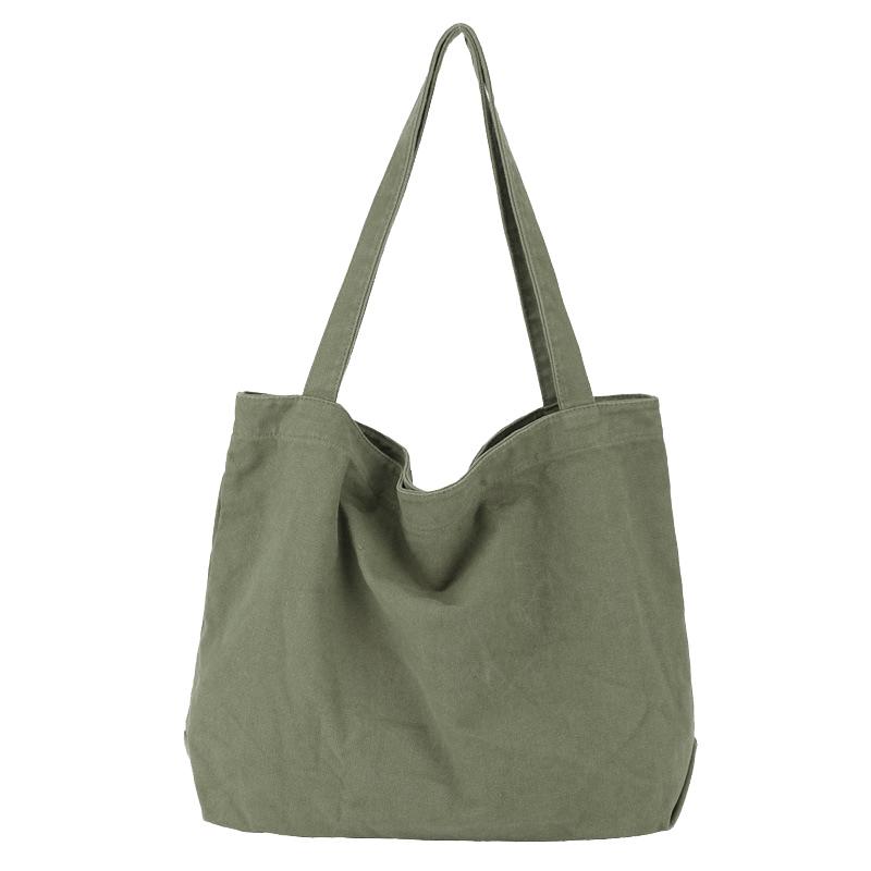 

Canvas Handbag Simple Men's Large-Capacity Cotton Tote Bag Women's Reusable Shopping Bag, Green