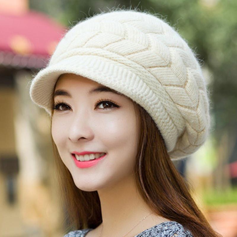 

New Women Winter Hat Warm Beanies Fleece Inside Knitted Hats For Woman Fur Cap Autumn And Winter Ladies Fashion Hat