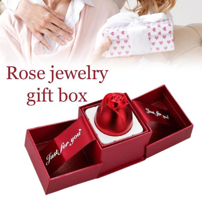 

Creative Rose Lifting Jewelry Gift Box Display Storage Case For Valentine's Day Engagement Wedding Gifts Boxes