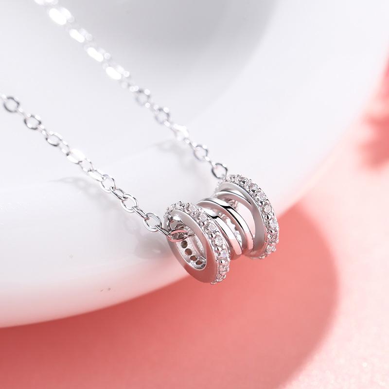 

Love necklace stainless steel necklace female light luxury new creative spring, hollow pendant with luxurious diamonds on both sides, fashio