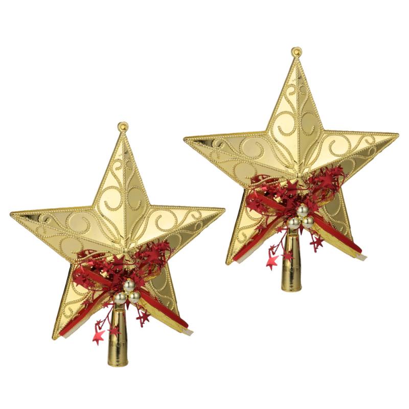 

2 pcs Christmas Tree Topper 20cm Five-Pointed Star Treetop Ornament Party Supplies Xmas Tree Decoration for Home Office