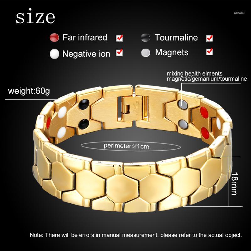

New Healing Magnetic 316L Titanium Steel Bracelet 4 Health Care Elements(Magnetic FIR Germanium) with for Men / Women Hand Chain1