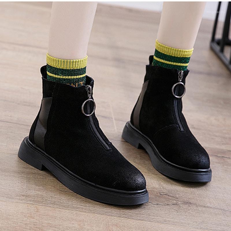 

Women's Leather Winter Boots Fashion Zip Ankle Boots For Woman 2021 Winter Shoes Warm Plush Rubber Sole Ladies Ankle Boot Shoes1, Brown autumn