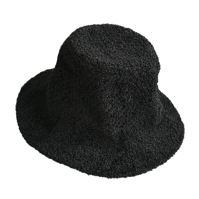 

Winter Bucket Hat for Women Girl Fashion Solid Thickened Soft Warm Fishing Cap Outdoor Lady Plush Fluffy, Black