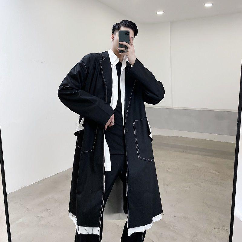 

Neploha Men's Korean Streetwear Long Trench 2020 Winter New Fashion Windbreaker Hip Hop Oversized Casual Loose Black Jackets