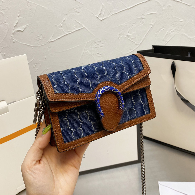 

Chain Crossbody Bag Retro Denim Canvas Handbag Purse Flap Messenger Bags Fashion Letter Patchwork Color Small Handbags Wallets