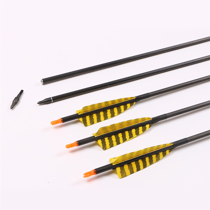 

3 inch Turkey feather pure carbon arrows 400 spine archery bow hunting carbon arrows with factory price