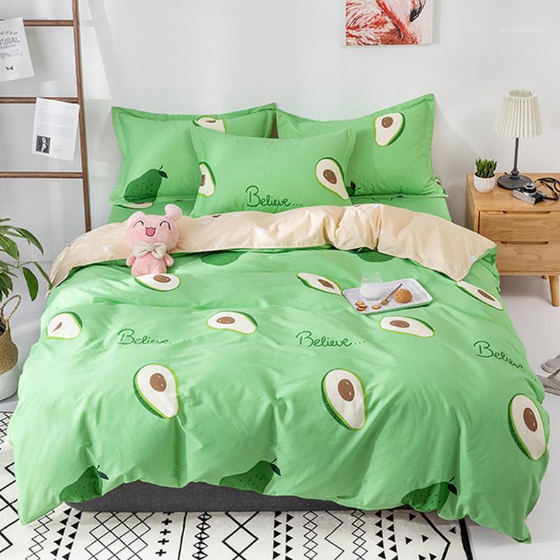 

Green avocado Bed Linens cute 100% pure cotton bedding set girls duvet cover sets Quilt cover Bed Sheet king queen size1, Yufulan-060