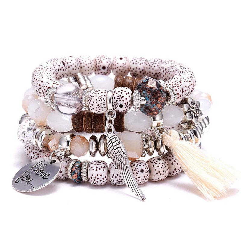 

Crystal Bead Bracelets for Women Vintage Bracelet Female Jewelry Tassel Natural Stone Charms Wristband Gift