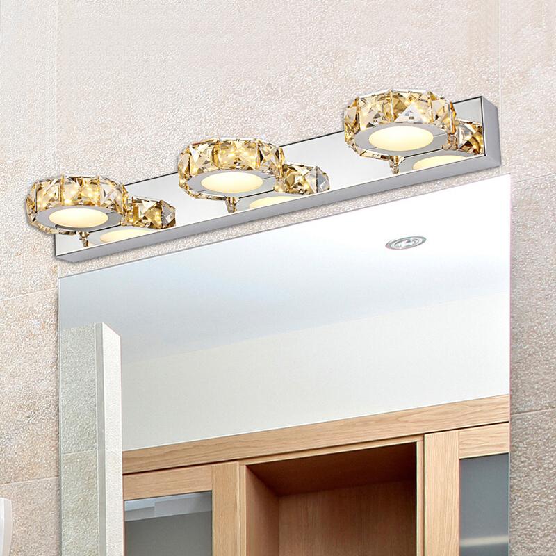 

AC110-240V LED Mirror Light Modern Bathroom Cosmetic Crystal Wall Lamps 1-4heads Stainless Steel indoor Lighting fixtures