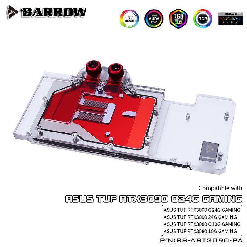 

Barrow RTX 3090 3080 GPU Water Block for ASUS TUF 3090/3080 Gaming, Full Cover 5v ARGB GPU Cooler, BS-AST3090-PA1
