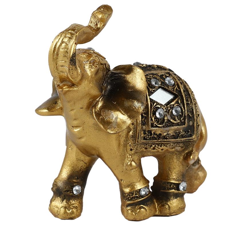 

Golden Resin Elephant Statue Elegant Elephant Trunk Statue Lucky Wealth Figurine Crafts Ornaments for Home Gift