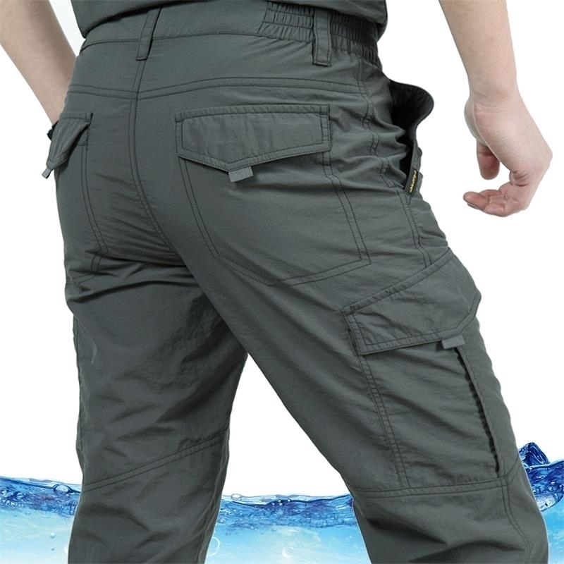 

Men Summer Pants Outdoor Breathable Long Pants Lightweight Waterproof Quick Dry Cargo Pants Slim Military Tactical Trousers Male 201126, Wish846-black