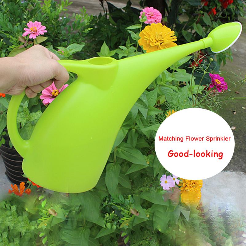 

2L Potted Home Patio Practical Ecofriendly Kettle Plant Sprinkler Gardening Watering Can Tool Long Mouth Handle With Shower, Green 2