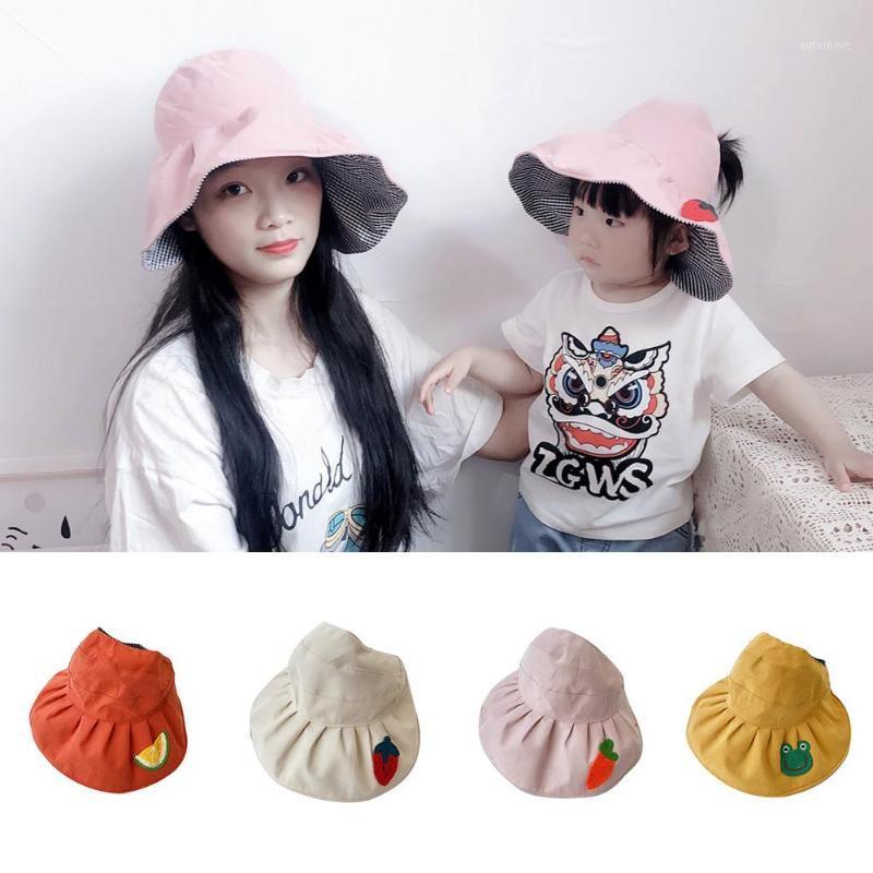 

Cute Frog Carrot Print Summer Kid Adult Girls Empty Top Folding Visor Cap Anti-UV UPF 50+ Sun Sunhat Stop The Flying Spit1, Beige kid