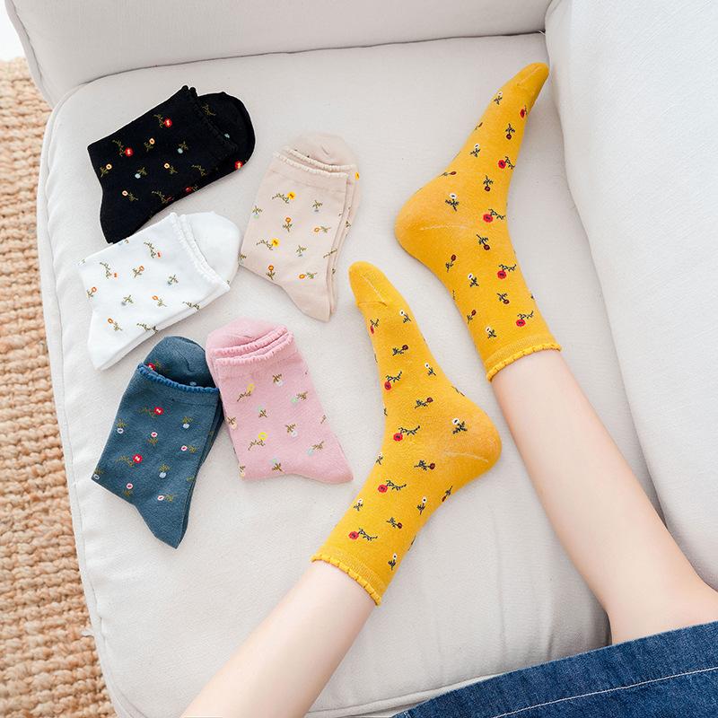 

2021 fashion long socks women's cotton happy harajuku Kawaii warm sunflower Socks with print Floret cute things christmas gift, 424