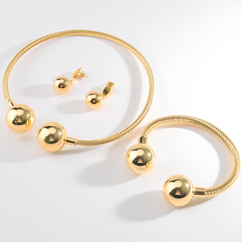 

Earrings & Necklace Nigeria Dubai Gold Color Jewelry Sets African Bridal Wedding Gifts Party For Women Bracelet Set Collares, Silver