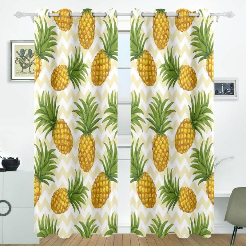 

Pineapple Curtains Drapes Panels Darkening Blackout Grommet Room Divider for Patio Window Sliding Glass Door 55x84 Inches, As pic